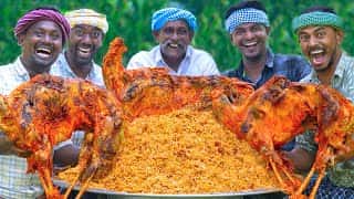 MUTTON BIRYANI | 3 FULL GOAT ROASTED MUTTON BIRYANI Recipe Cooking in Village | Arabian Biryani